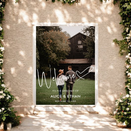 Póster Firma de guión Corazón Bienvenida Foto de boda