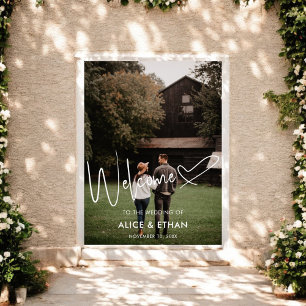 Póster Firma de guión Corazón Bienvenida Foto de boda