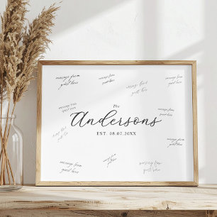 Póster Firma de Invitado de Boda Moderna y Elegante