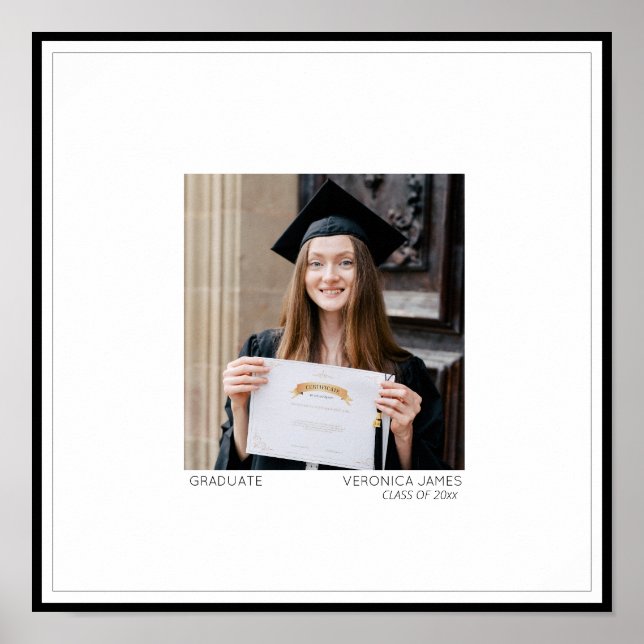 Póster firma de invitado de graduación de foto minimalist (Frente)