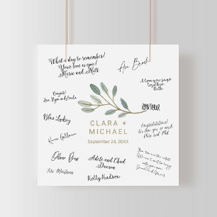 Póster Firma de invitado del Boda de eucalipto con vino d