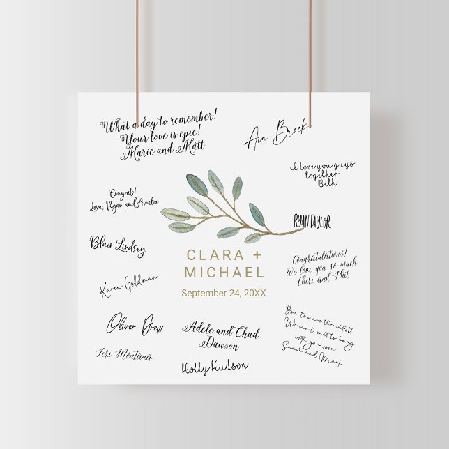 Póster Firma de invitado del Boda de eucalipto con vino d (Subido por el creador)