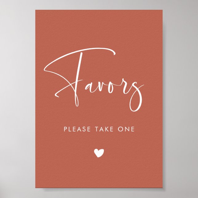 Póster Firma de la elegante y moderna boda de arcilla roj (Frente)