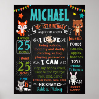 Póster Firma de la fiesta de cumpleaños de los animales d