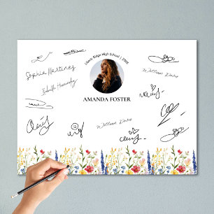 Póster Firma de la fiesta de graduación de fotos en flor