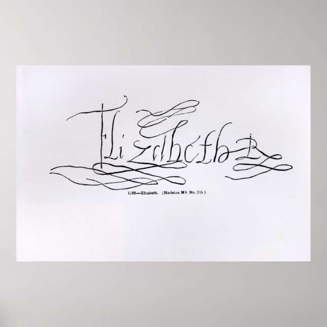 Póster Firma de la Reina Isabel I (Frente)