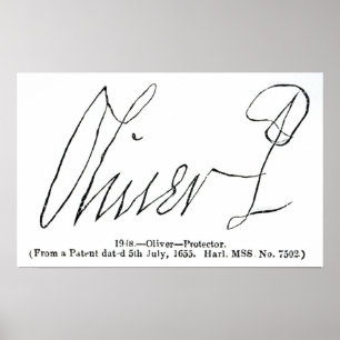 Póster Firma de señor Protector de Oliver Cromwell