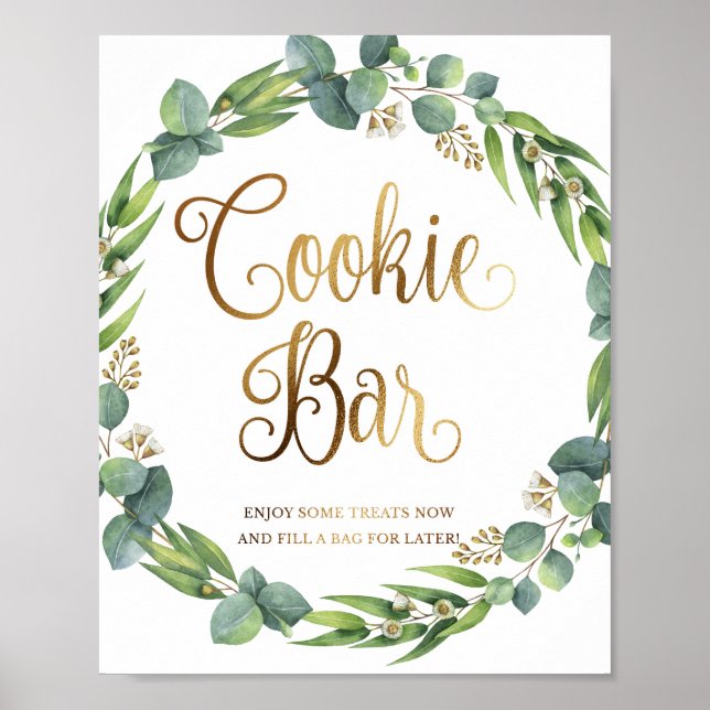 Póster Firma del boda Eucalyptus para la barra de cookies (Frente)