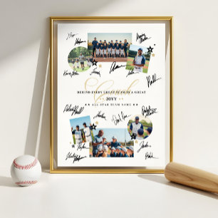 Póster Firma del equipo de Collage de fotos de reconocimi