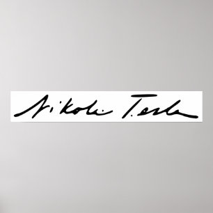 Póster Firma del genio Nikola Tesla de la electricidad
