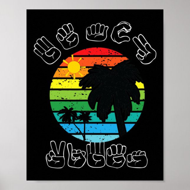 Póster Firma del lenguaje de Rótulo ASL Clothes Beach Dea (Frente)