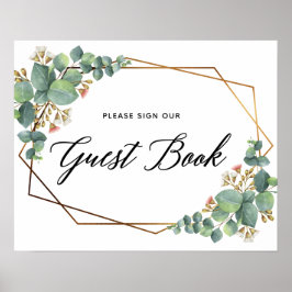 Póster Firma del libro de invitados del Boda Gold Frame E
