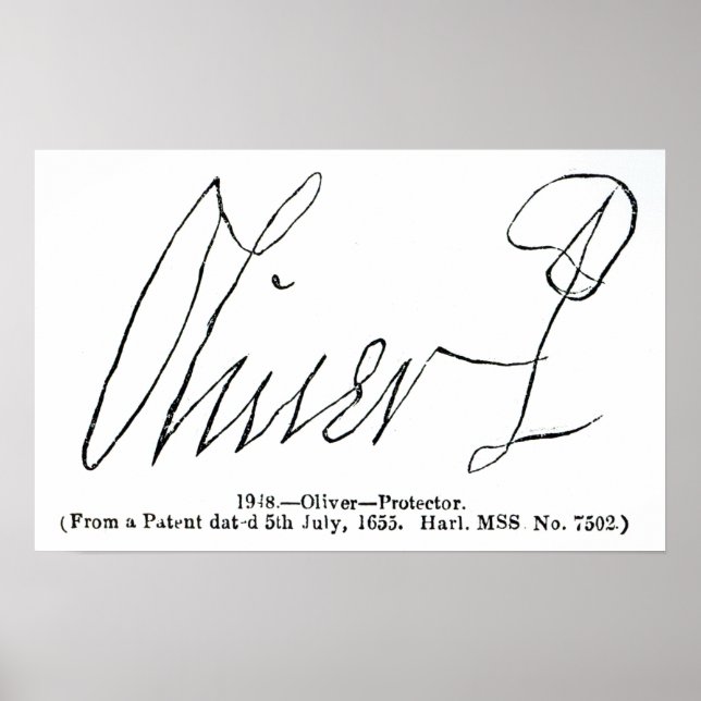 Póster Firma del Oliver Cromwell Lord Protector (Frente)