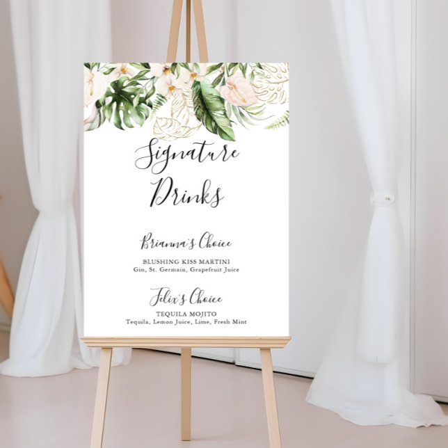 Póster Firma floral dorada de follaje tropical bebe Rótul (Subido por el creador)