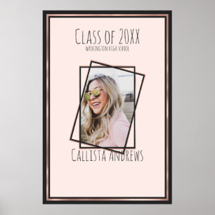 Póster FIRMA Foto Rosa de la fiesta de graduación rosada 