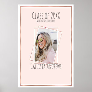 Póster FIRMA Foto Rosa de la fiesta de graduación rosada 