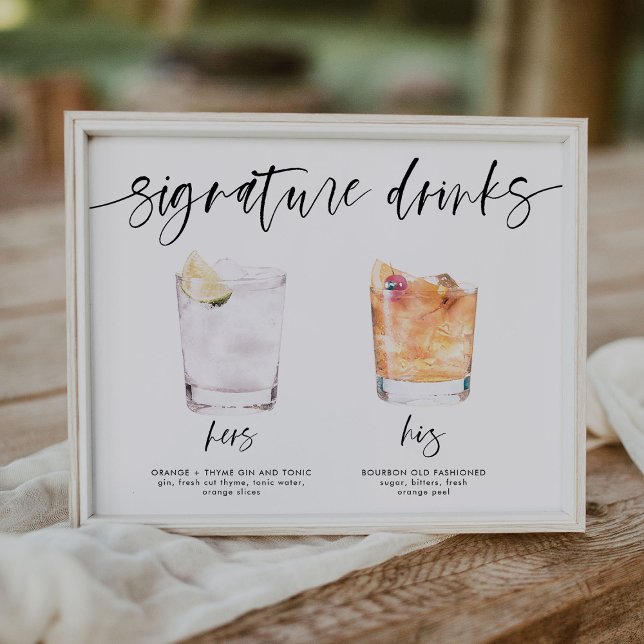 Póster firma moderna bebidas boda signo de barra de señas (Subido por el creador)