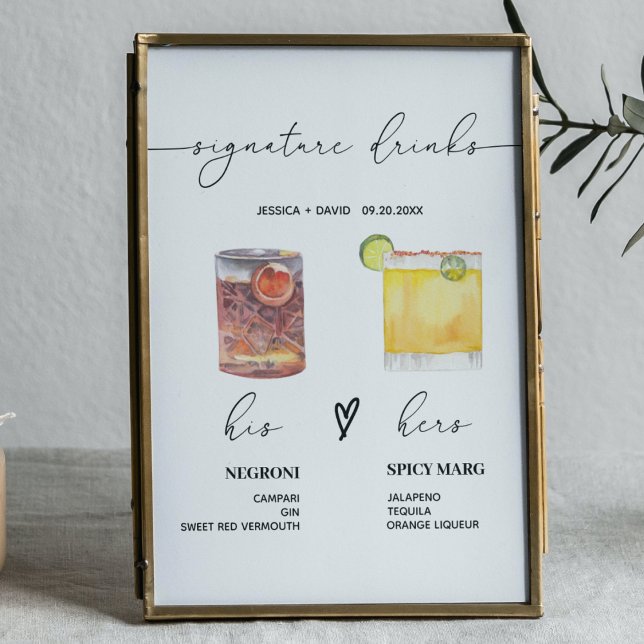 Póster firma moderna bebidas boda signo de barra de señas (Subido por el creador)