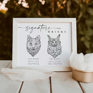 Póster Firma moderna para gato Bebe Rótulo de bar Mascota