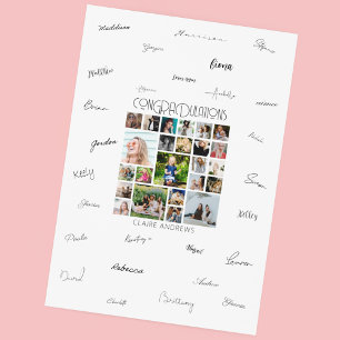 Póster Firma personalizada de graduación de 24 Collages d