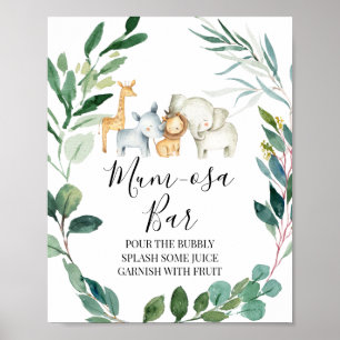 Póster Firma Safari Greenery Wreath Baby Shower Mimosa