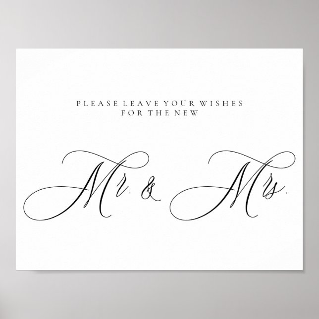 Póster Firma sencilla de Mr Mrs con caligrafía (Frente)