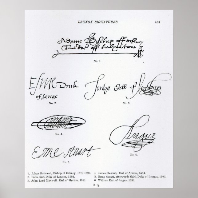 Póster Firmas de los siglos XVI y XVII (Frente)