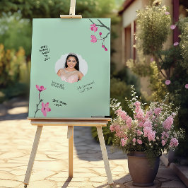 Póster Firmas fotográficas de flores de cerezo rosa