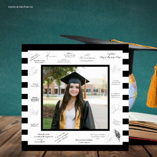 Póster Firmas negras Recuerdos Graduación automática