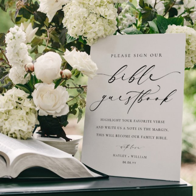 Póster Firme Nuestro Libro de Biblia de Invitados de Boda (Bible Guest Books Sign Ellesmere )