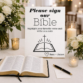 Póster Firme Nuestro Libro de Invitados de Bodas con Bibl