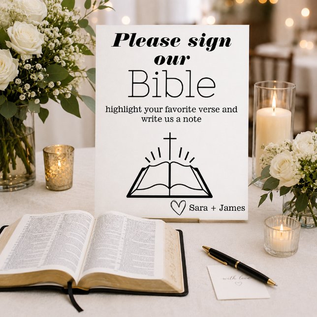 Póster Firme Nuestro Libro de Invitados de Bodas con Bibl (Subido por el creador)