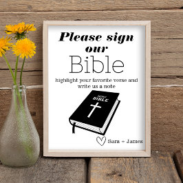 Póster Firme Nuestro Libro de Invitados de Bodas con Bibl