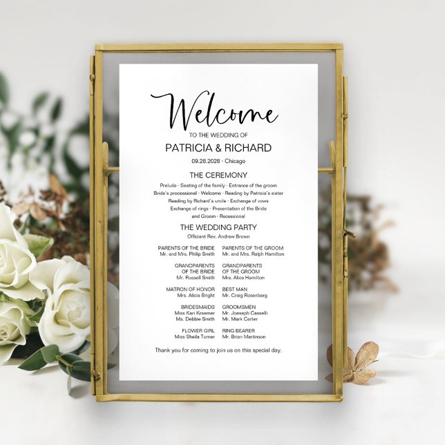 Póster Firme programa de boda con caligrafía moderna (Subido por el creador)