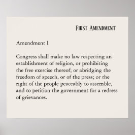 Póster First Amendment Constitution Freedom of Speech