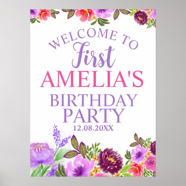 Póster First Birthday Welcome Foam Boards (Frente)
