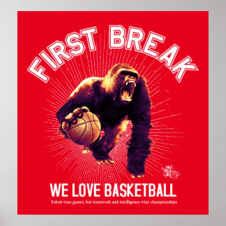 Póster First Break, Love Basketball, gorilla (white ver.)