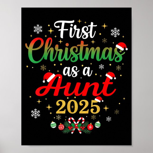 Póster First Christmas As A Aunt 2025 New Mommy Xmas  (Frente)