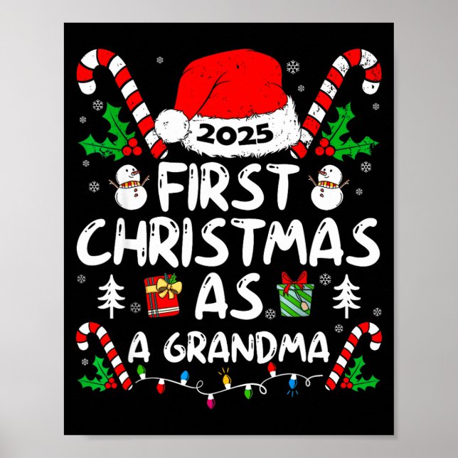 Póster First Christmas As A Grandma 2025 Family Matching  (Frente)