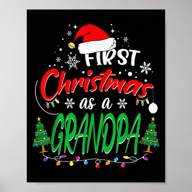 Póster First Christmas As A Grandpa New Grandfather 1st C (Frente)