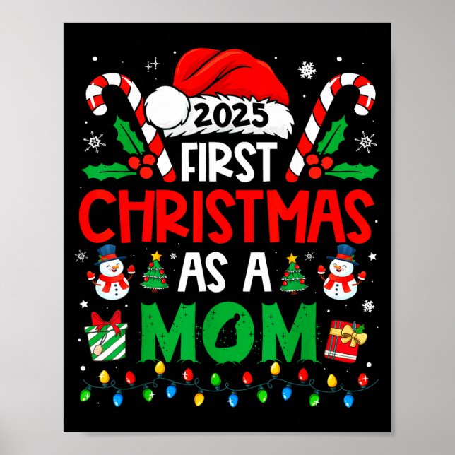 Póster First Christmas As A Mom 2025 Family Matching 1st  (Frente)