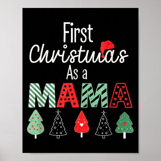 Póster First Christmas As A Mom New Mama Family Matching  (Frente)