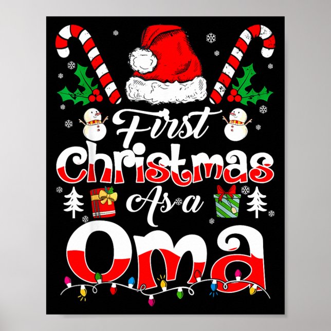 Póster First Christmas As A Oma Family Matching  (Frente)