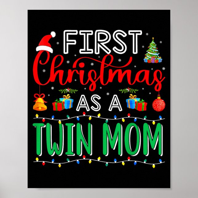 Póster First Christmas As Twin Mom Family Matching New Tw (Frente)