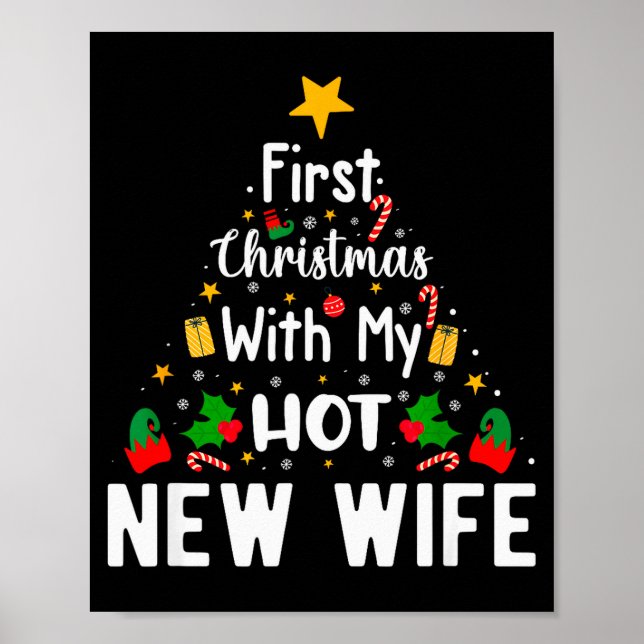Póster First Christmas With My Hot New Wife Funny Xmas  (Frente)