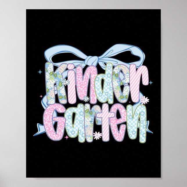 Póster First Day Of Kindergarten Floral Bundle For Teache (Frente)