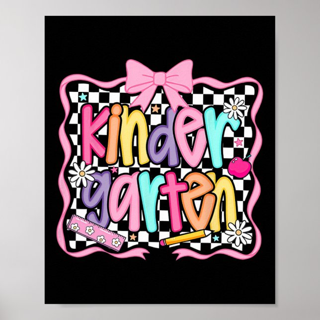 Póster First Day Of Kindergarten Floral Bundle For Teache (Frente)