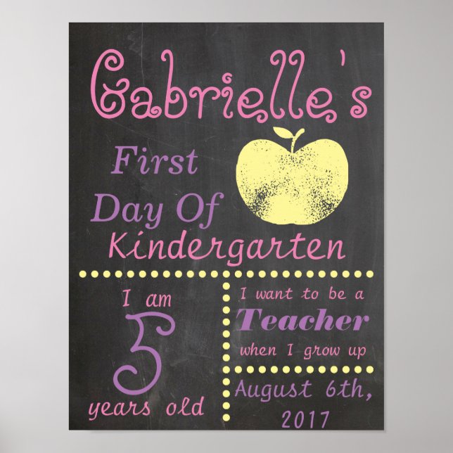 Póster First Day of School Chalkboard Poster (Frente)