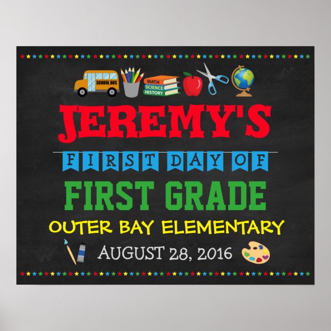 Póster First Day Of School Children's Poster Photo Props (Frente)