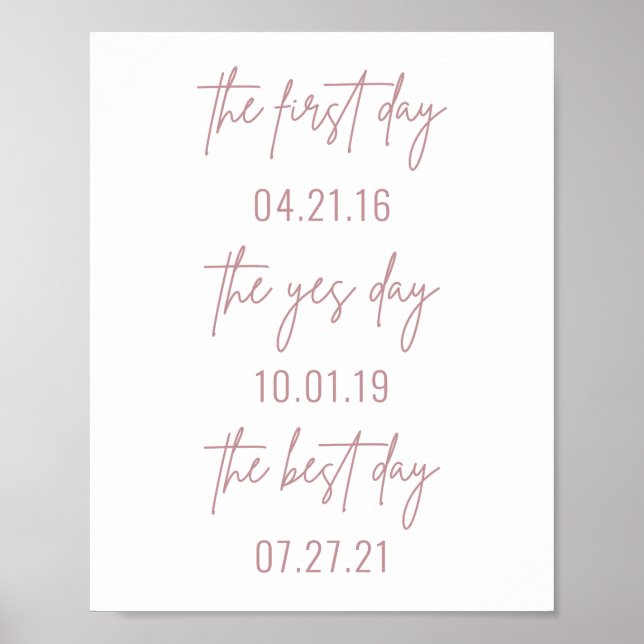 Póster First Day Yes Day Best Day Wedding Poster (Frente)